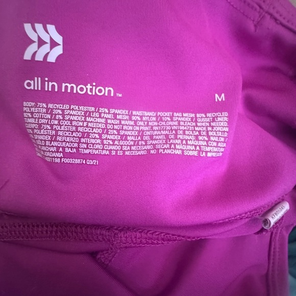 All in Motion Women's Bright Magenta Leggings, M - Picture 5 of 5